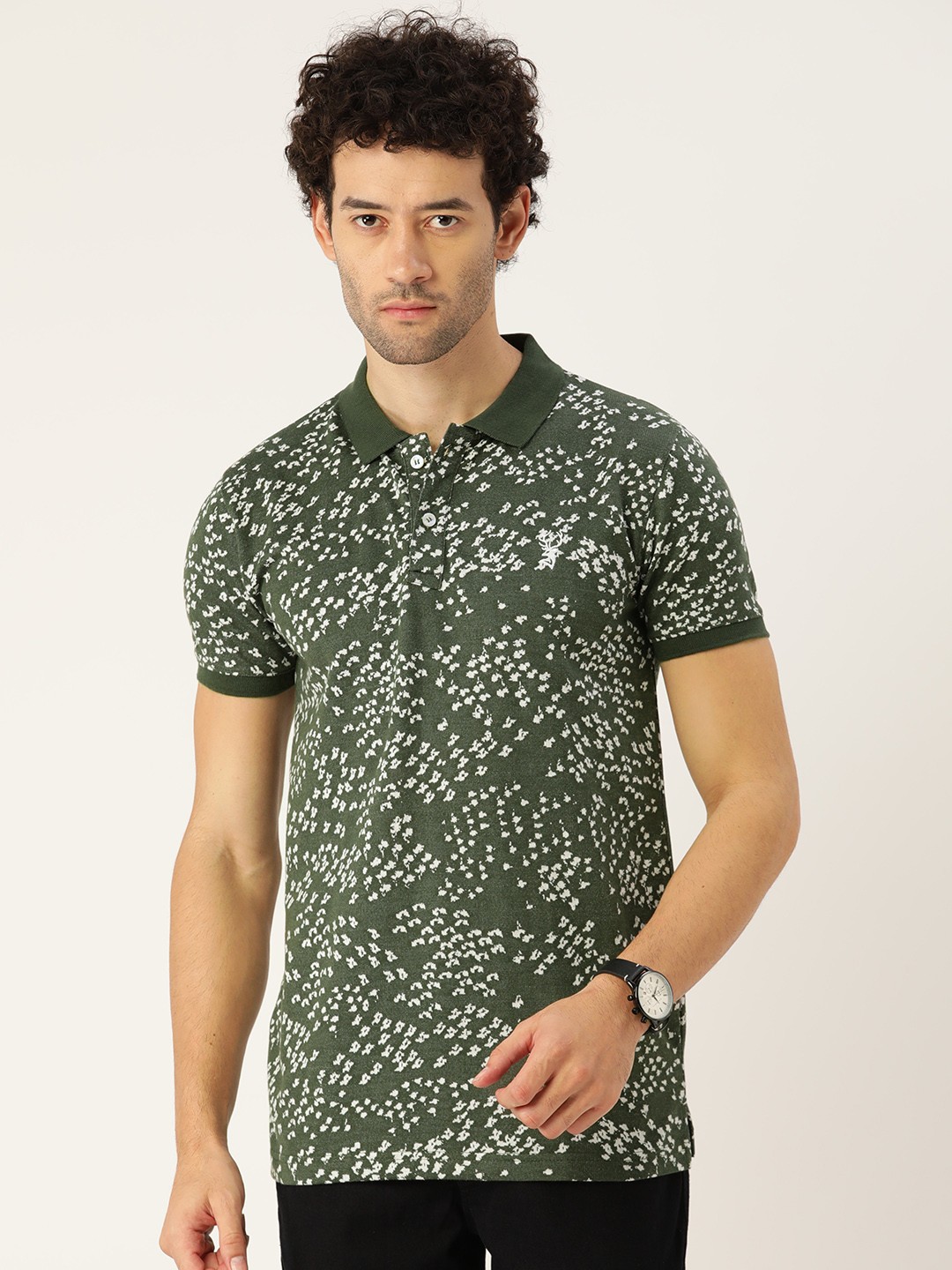 

PORTBLAIR Men Polo Collar Slim Fit T-shirt, Olive
