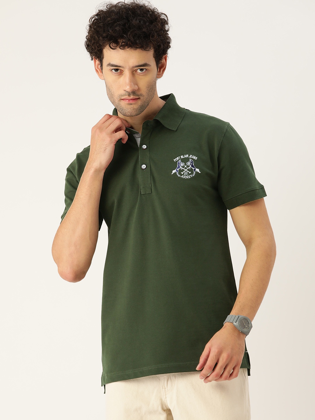 

PORTBLAIR Men Polo Collar Slim Fit T-shirt, Green
