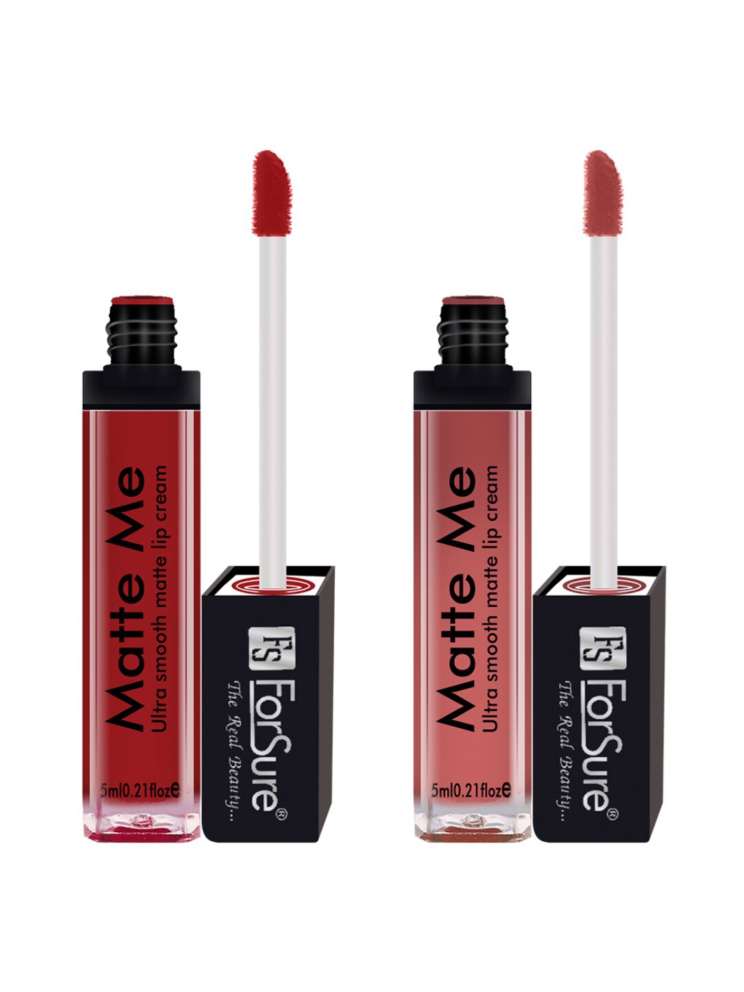 

ForSure Set Of 2 Matte Me Non-Transfer Liquid Lipsticks 5ml Each - 121 + 122, Nude