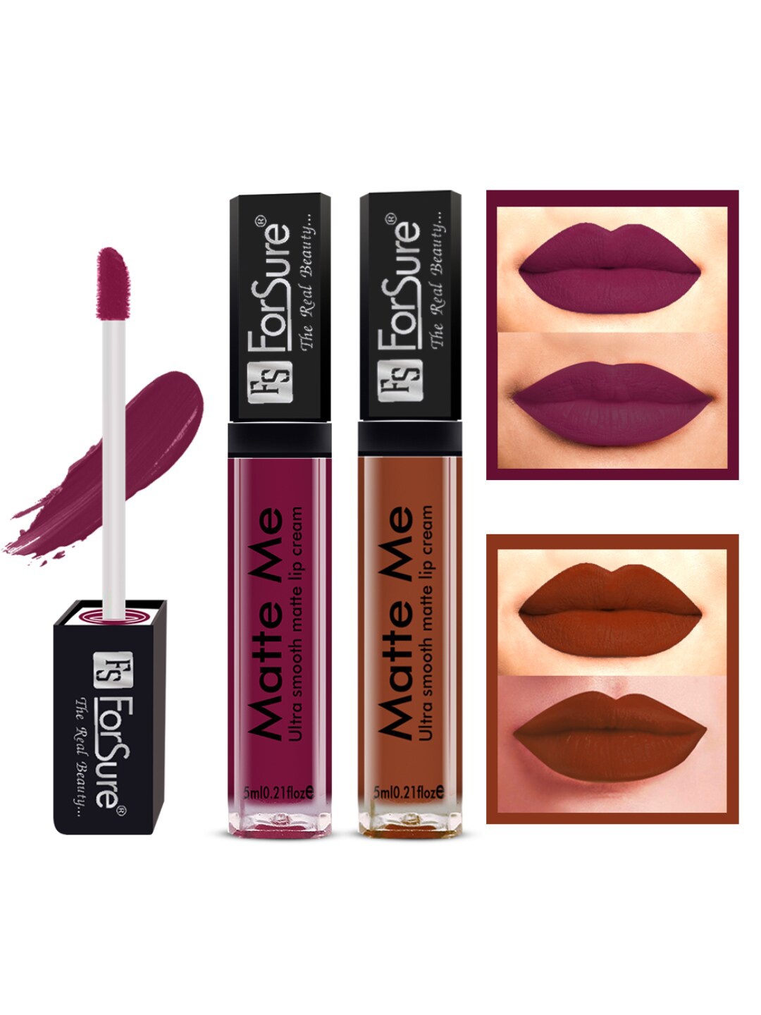 

ForSure Set Of 2 Matte Me Non-Transfer Liquid Lipsticks 5ml Each - 109 + 116, Brown