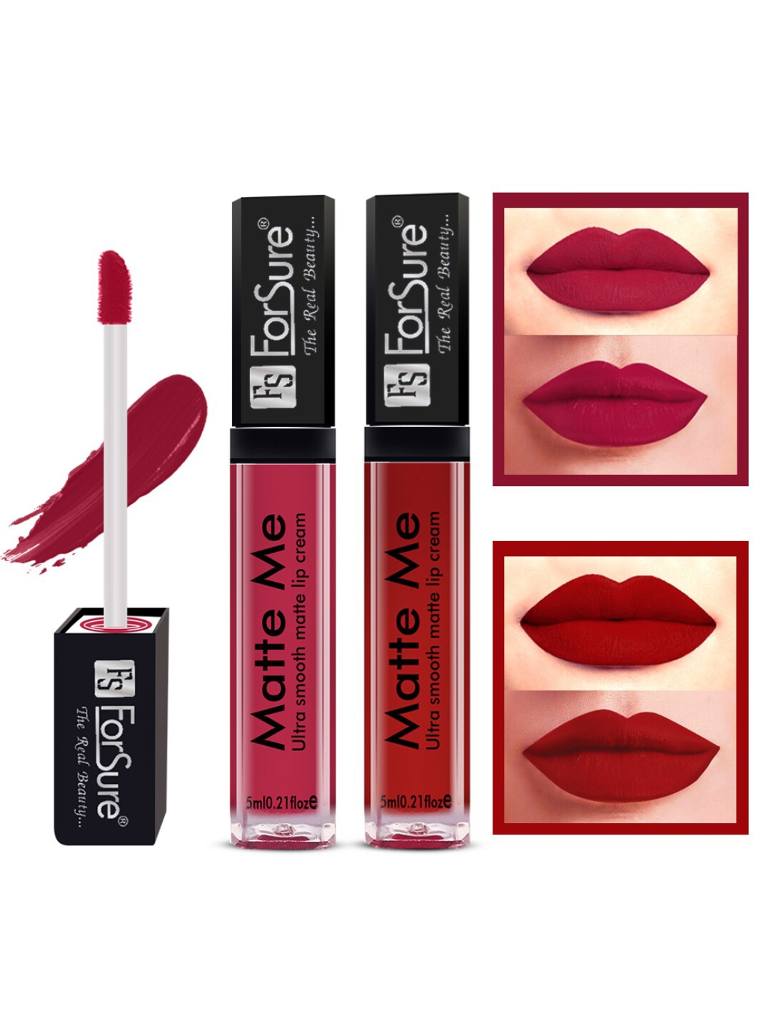 

ForSure Set Of 2 Matte Me Non-Transfer Liquid Lipsticks 5ml Each - 108 + 122, Pink