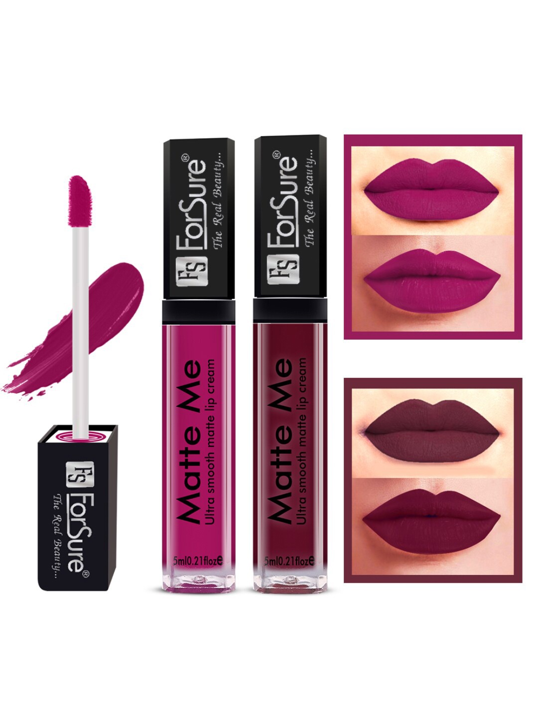 

ForSure Set of 2 Matte Me Ultra Smooth Liquid Lip Cream - 5 ml Each, Pink