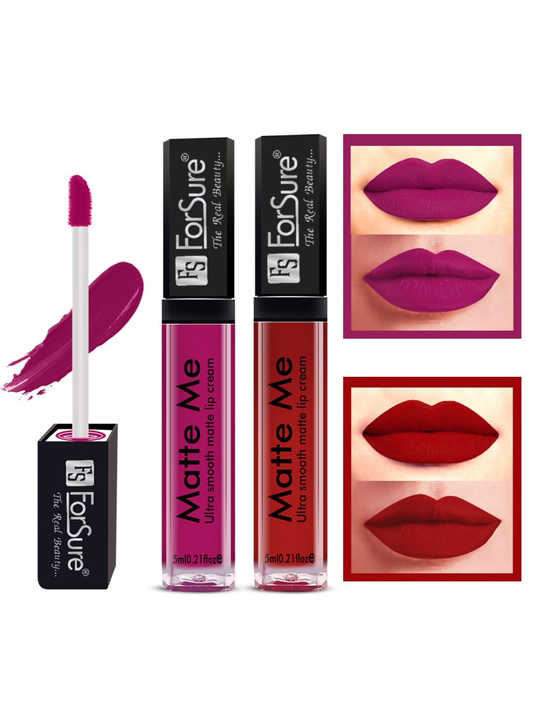 

ForSure Set of 2 Matte Me Ultra Smooth Liquid Lip Cream - 5 ml Each, Magenta