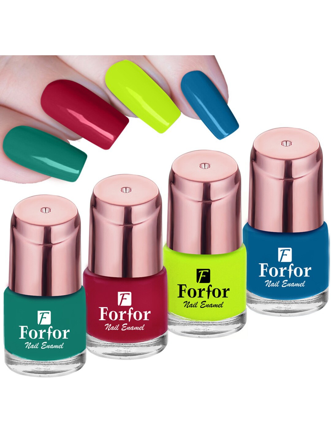

FORFOR Set of 4 Perfect Stay Glossy Nail Polish - 6 ml Each, Blue