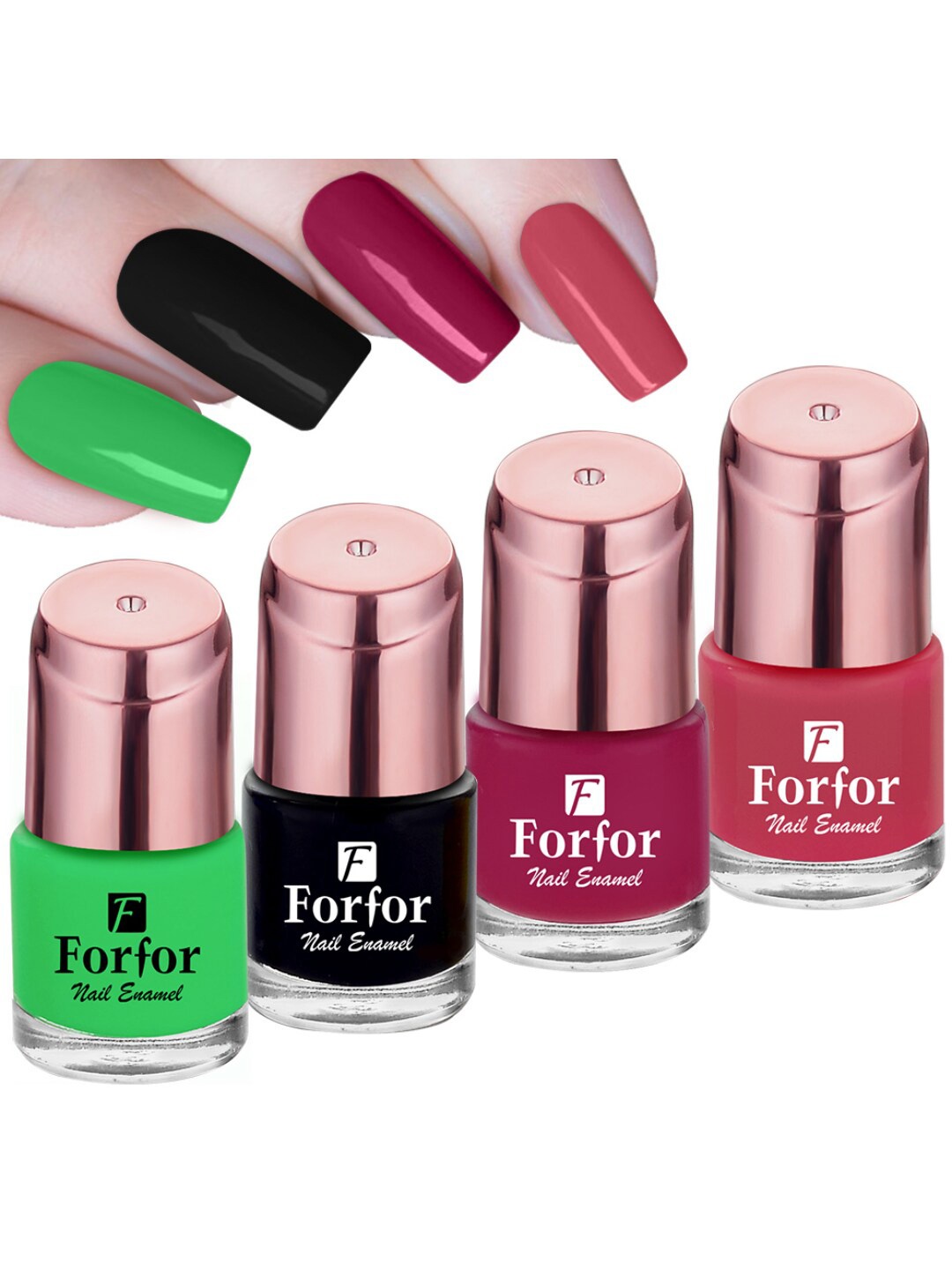 

FORFOR Set of 4 Perfect Stay Glossy Nail Polish - 6 ml Each, Green