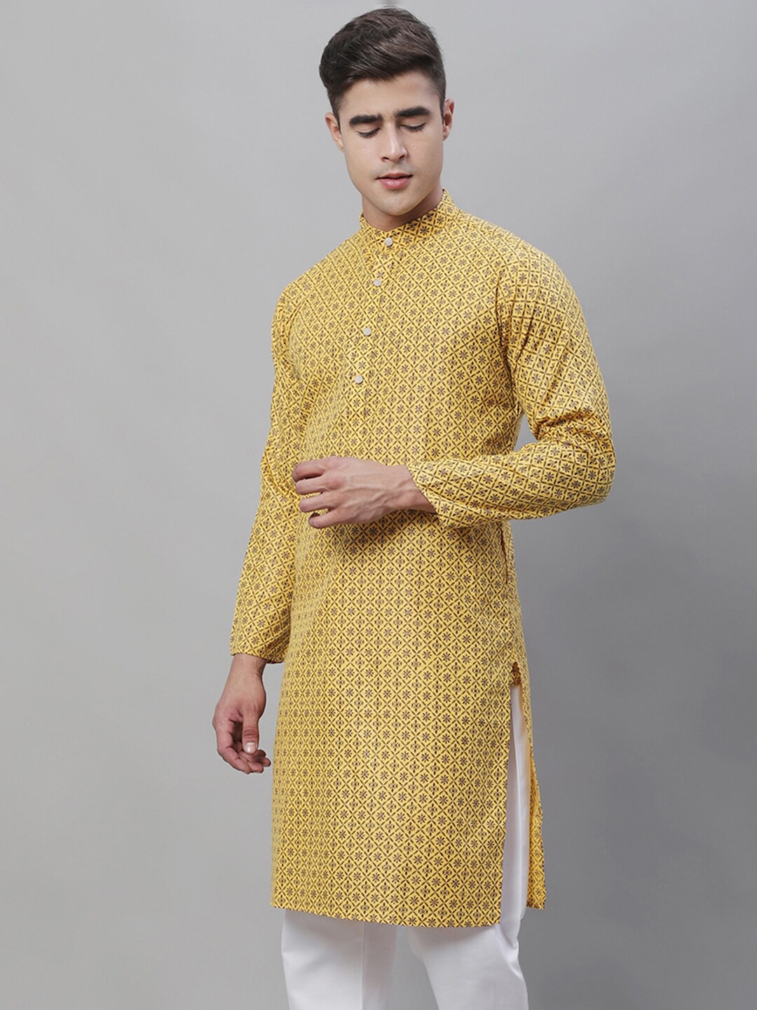 

SOJANYA Ethnic Motif Printed Silk Cotton Kurta, Mustard