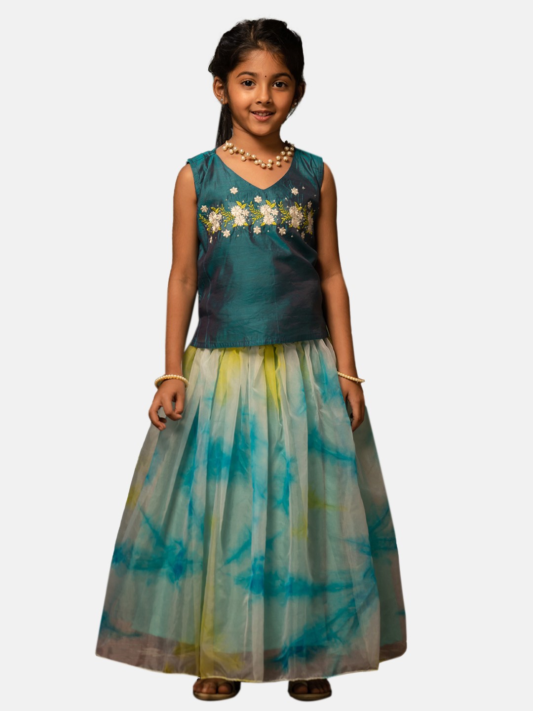 

Maybell Girls Embroidered Ready to Wear Lehenga Choli, Blue