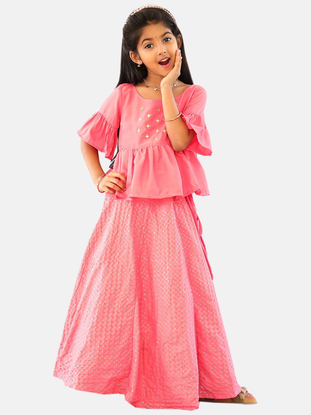 

Maybell Girls Embroidered Ready to Wear Lehenga Choli, Peach