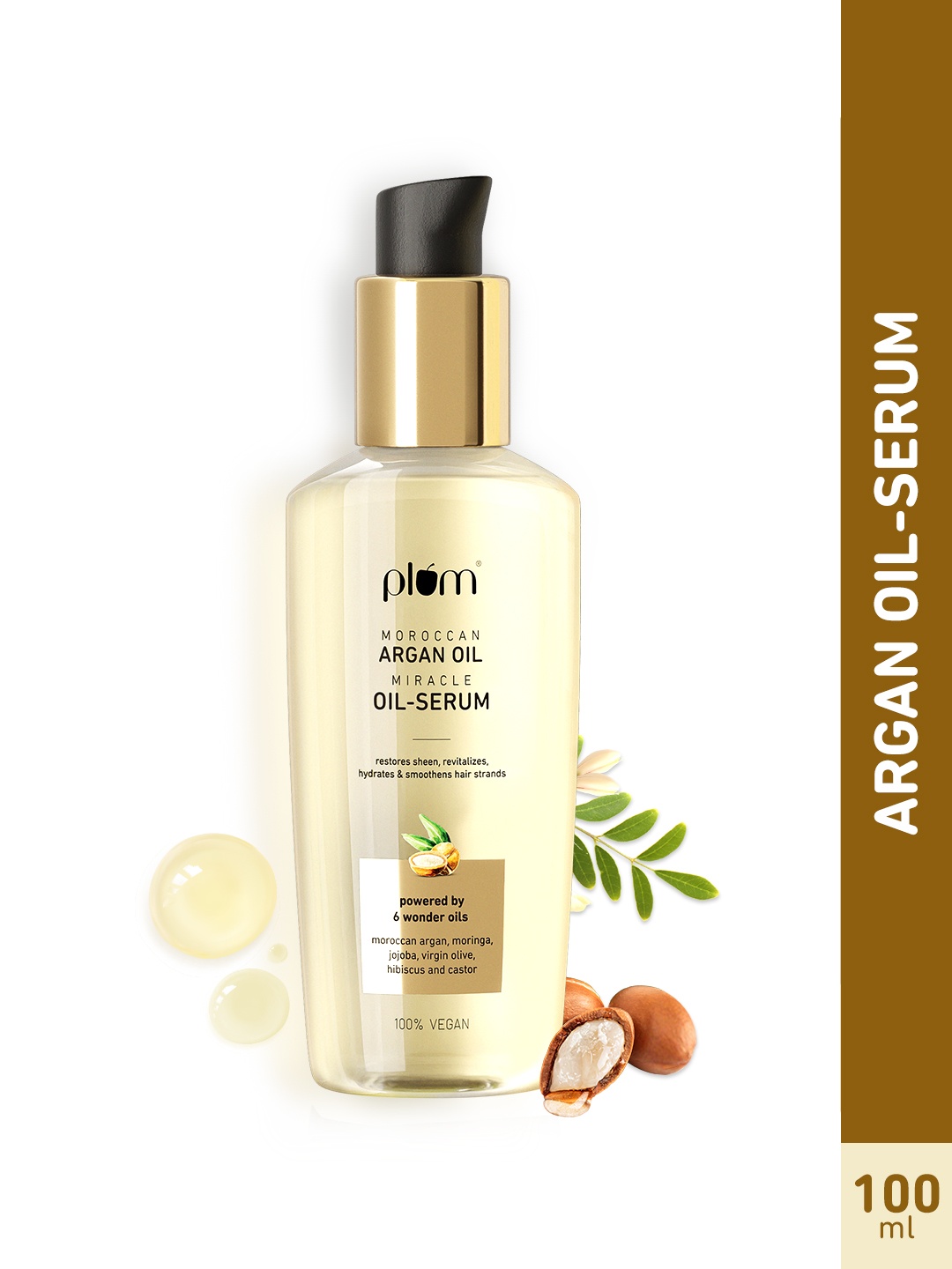 

Plum Moroccan Argan Oil Miracle Oil-Serum with Moringa & Jojoba - 100 ml, Yellow