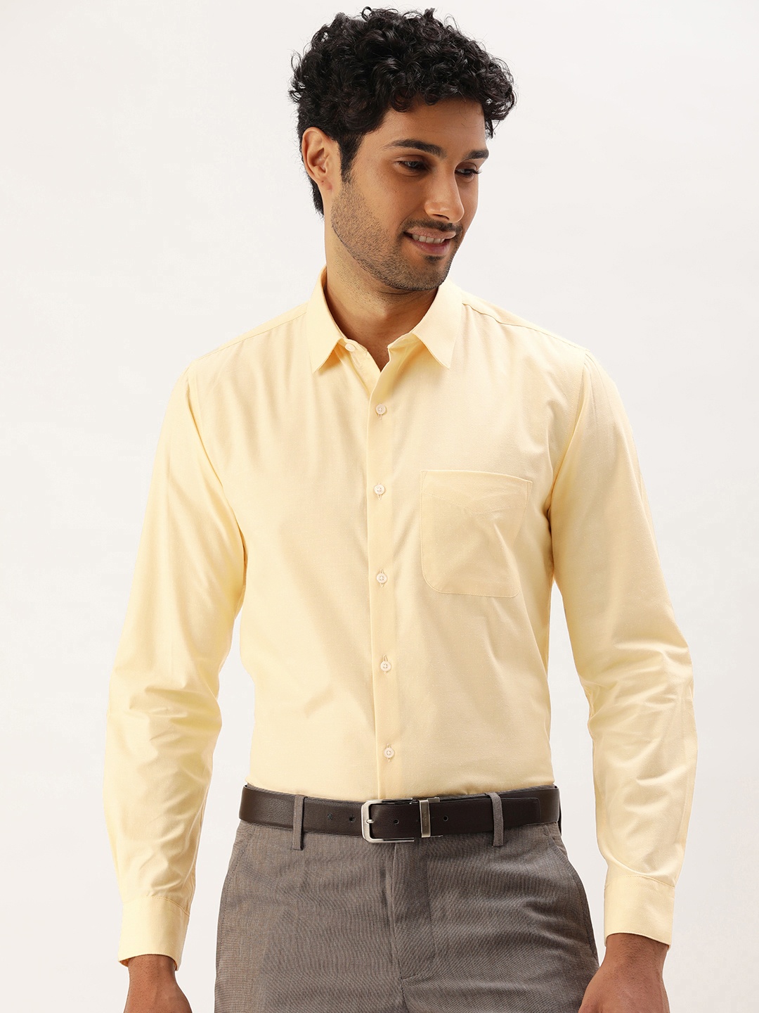 

Peter England Spread Collar Textured Slim Fit Formal Shirt, Yellow