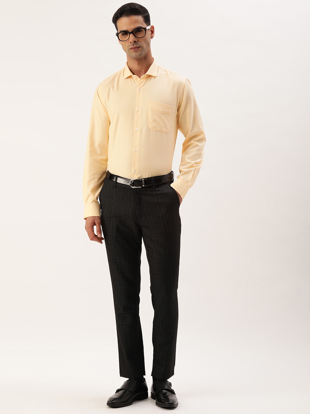

Peter England Spread Collar Textured Slim Fit Formal Shirt, Yellow
