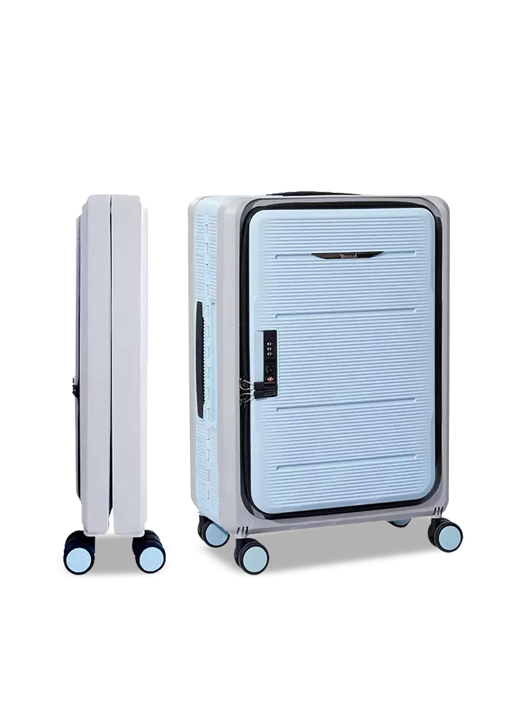 

HOUSE OF QUIRK Textured Bubule Collapsible Lightweight Suitcase, Turquoise blue
