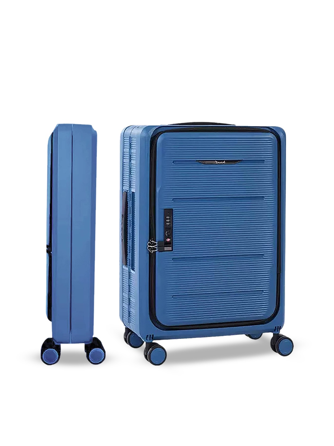 

HOUSE OF QUIRK Textured Bubule Collapsible Lightweight Suitcase, Blue