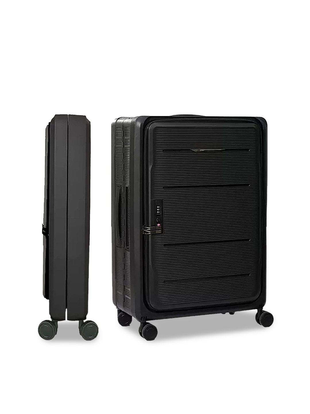 

HOUSE OF QUIRK Textured Bubule Collapsible Lightweight Suitcase, Black