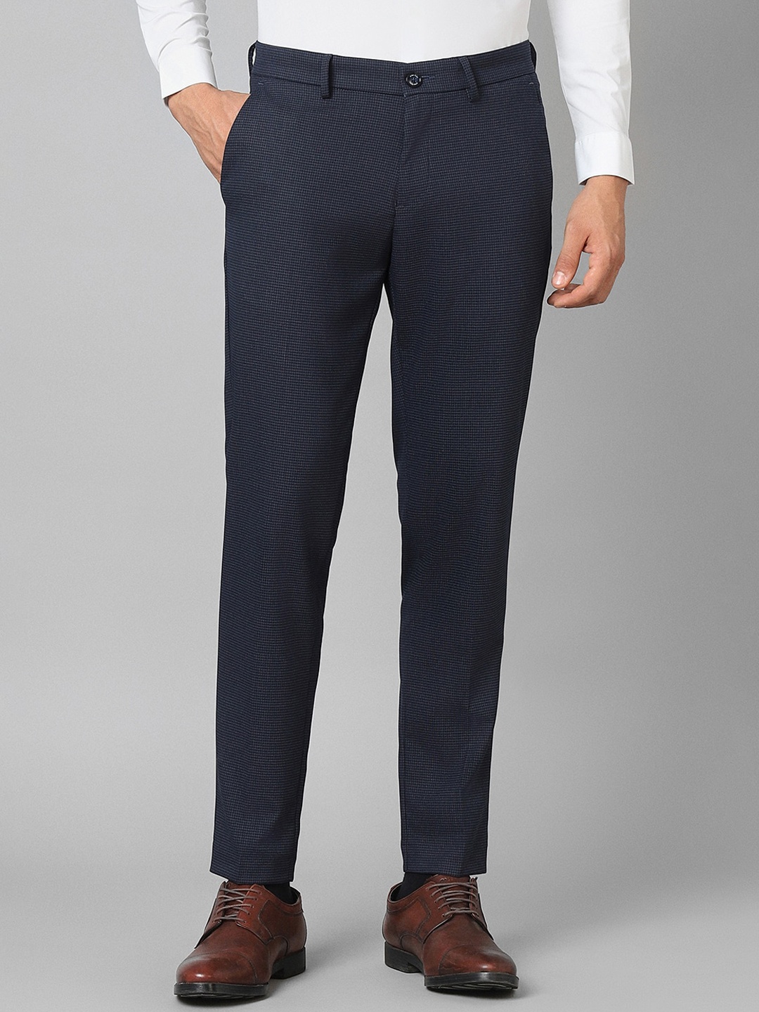 

Allen Solly Men Mid-Rise Slim Fit Formal Trousers, Navy blue