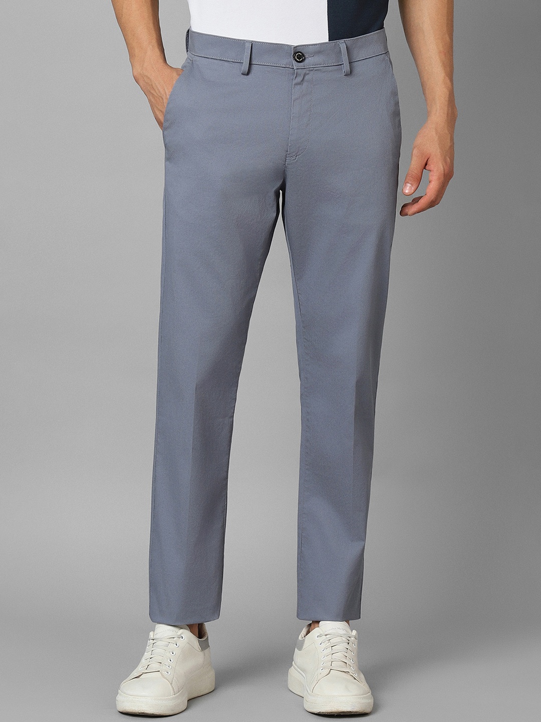 

Allen Solly Men Flat-Front Mid-Rise Trousers, Blue