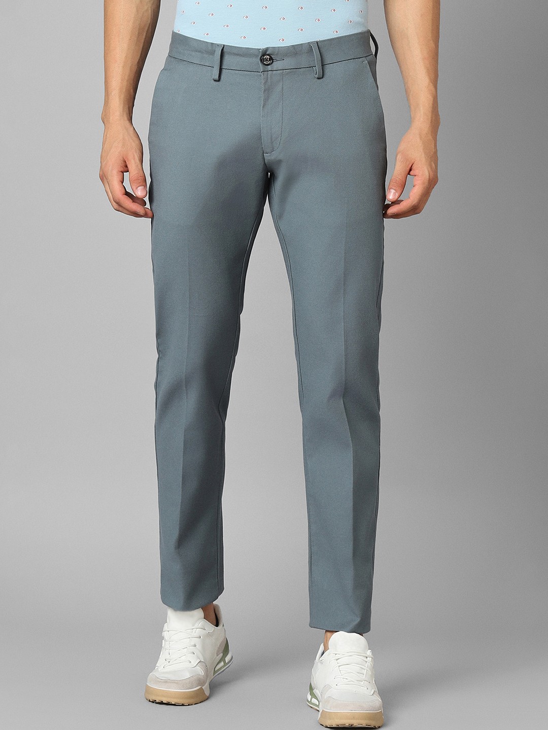 

Allen Solly Men Slim Fit Flat-Front Mid-Rise Trousers, Grey
