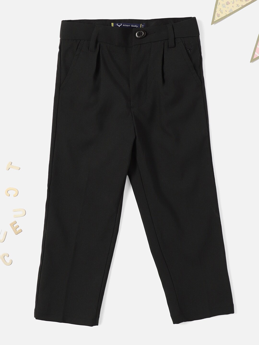 

Allen Solly Junior Boys Slim Fit Pleated Trousers, Black