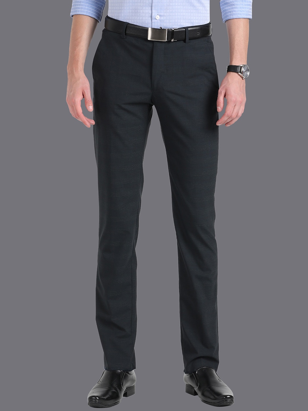 

Louis Philippe Men Slim Fit Mid-Rise Formal Trousers, Grey