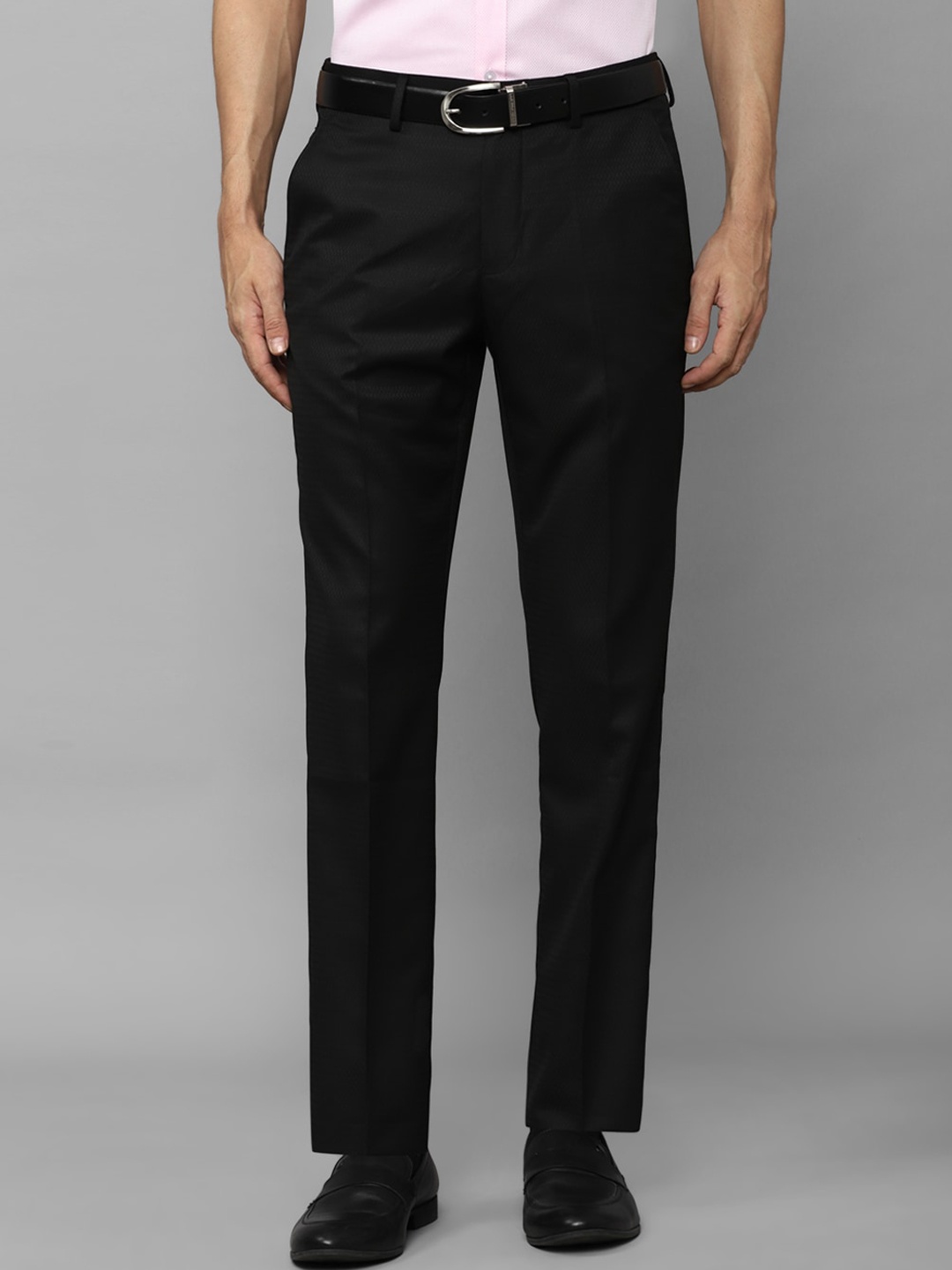 

Louis Philippe Men Flat-Front Slim Fit Trousers, Black