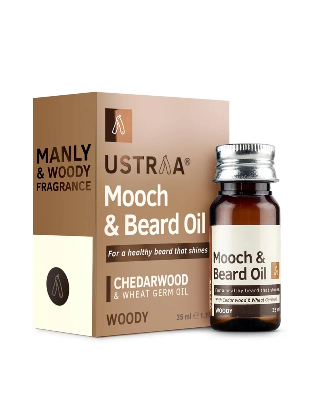 

Ustraa Mooch & Beard Oil for Healthy Beard - 35 ml, Brown