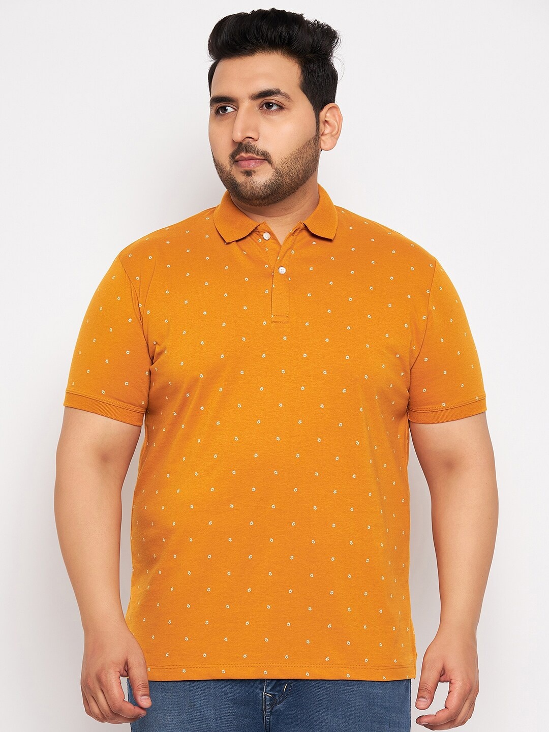 

WILD WEST Plus Plus Size Conversational Printed Polo Collar T-Shirt, Orange
