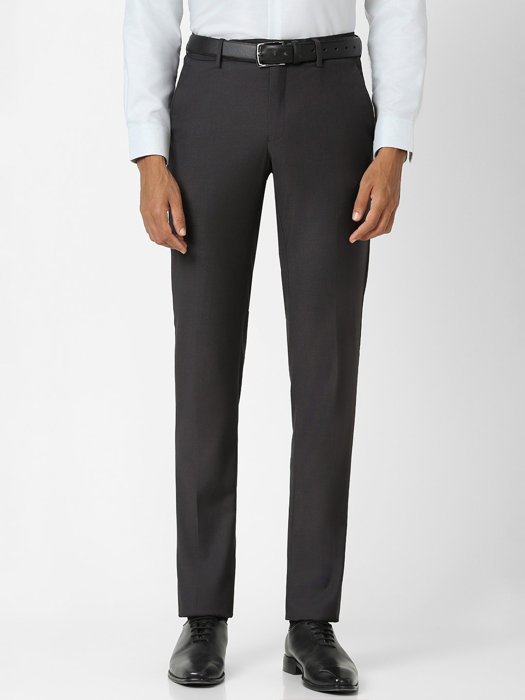 

Peter England Elite Men Grey Slim Fit Tailored Formal Trousers