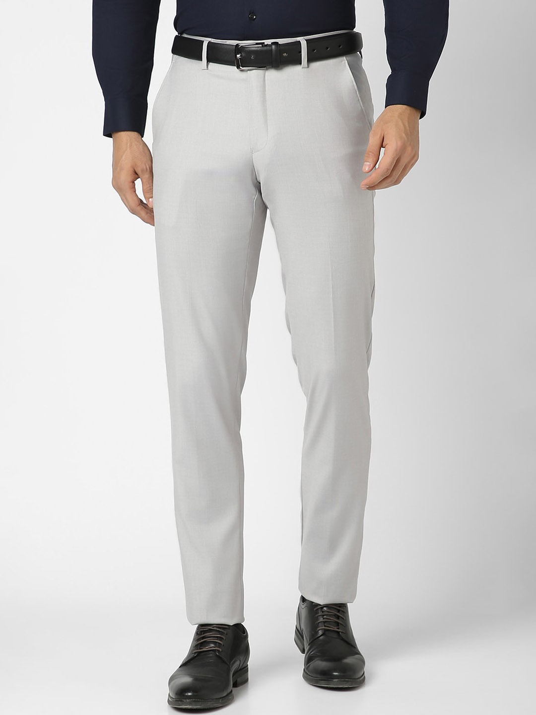 

Peter England Elite Men Slim Fit Tailored Formal Trousers, Grey