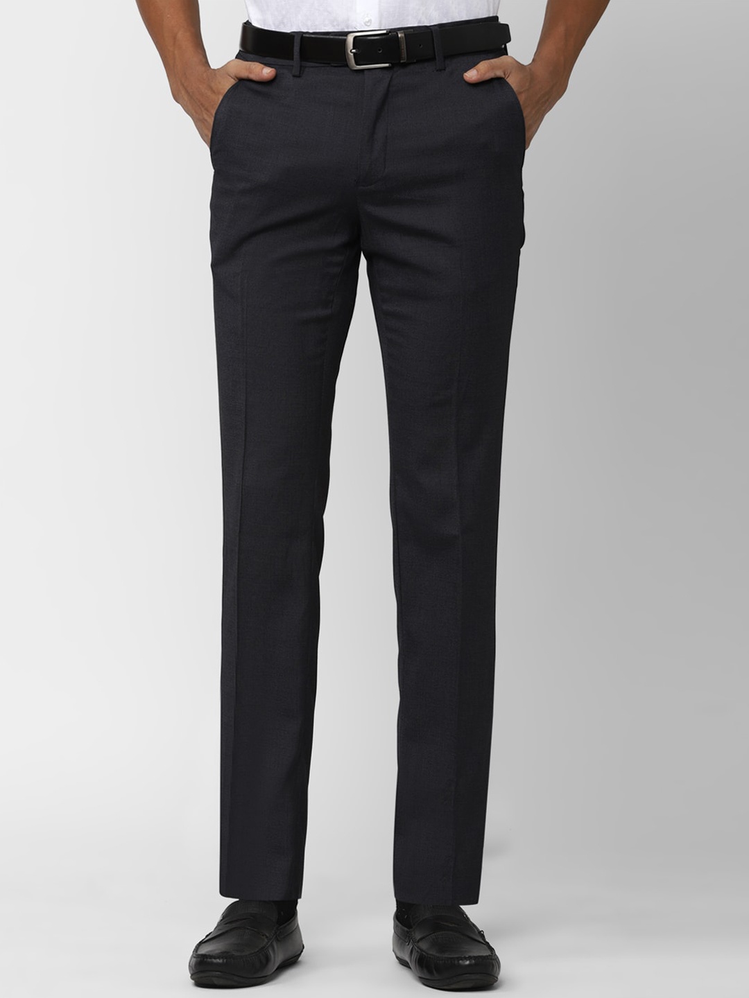 

Van Heusen Men Mid Rise Plain Slim Fit Formal Trousers, Black