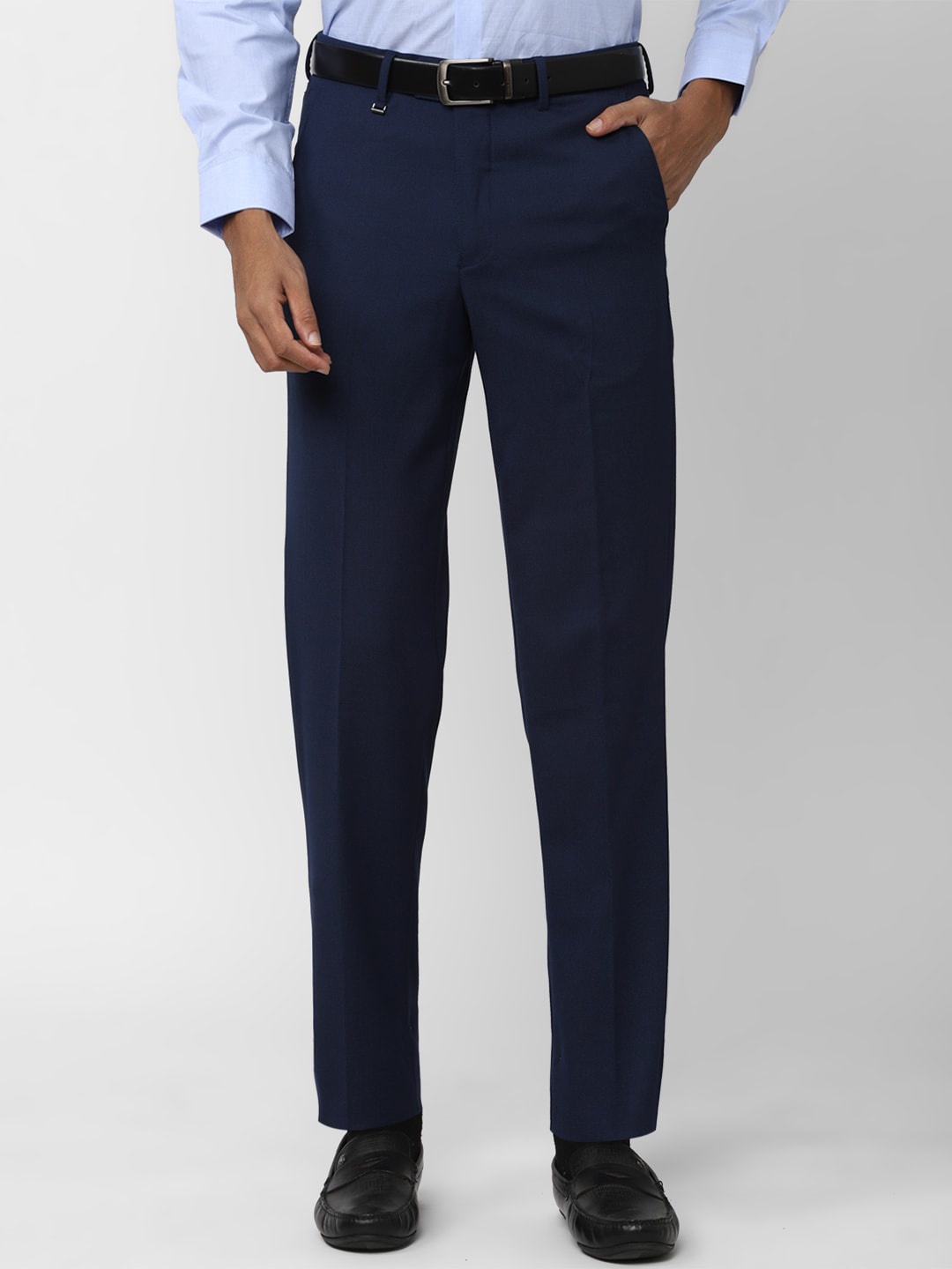 

Van Heusen Men Mid -Rise Formal Trousers, Navy blue