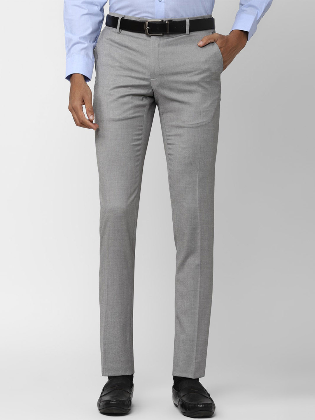 

Van Heusen Men Mid Rise Plain Formal Trousers, Grey
