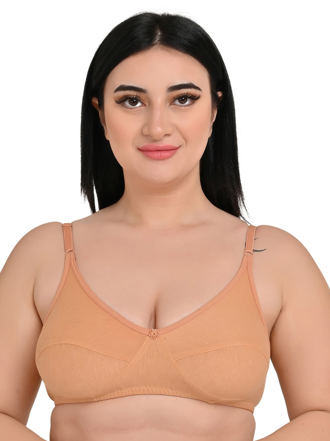 

Piylu Full Coverage Non-Padded All Day Comfort Cotton Everyday Bra, Beige