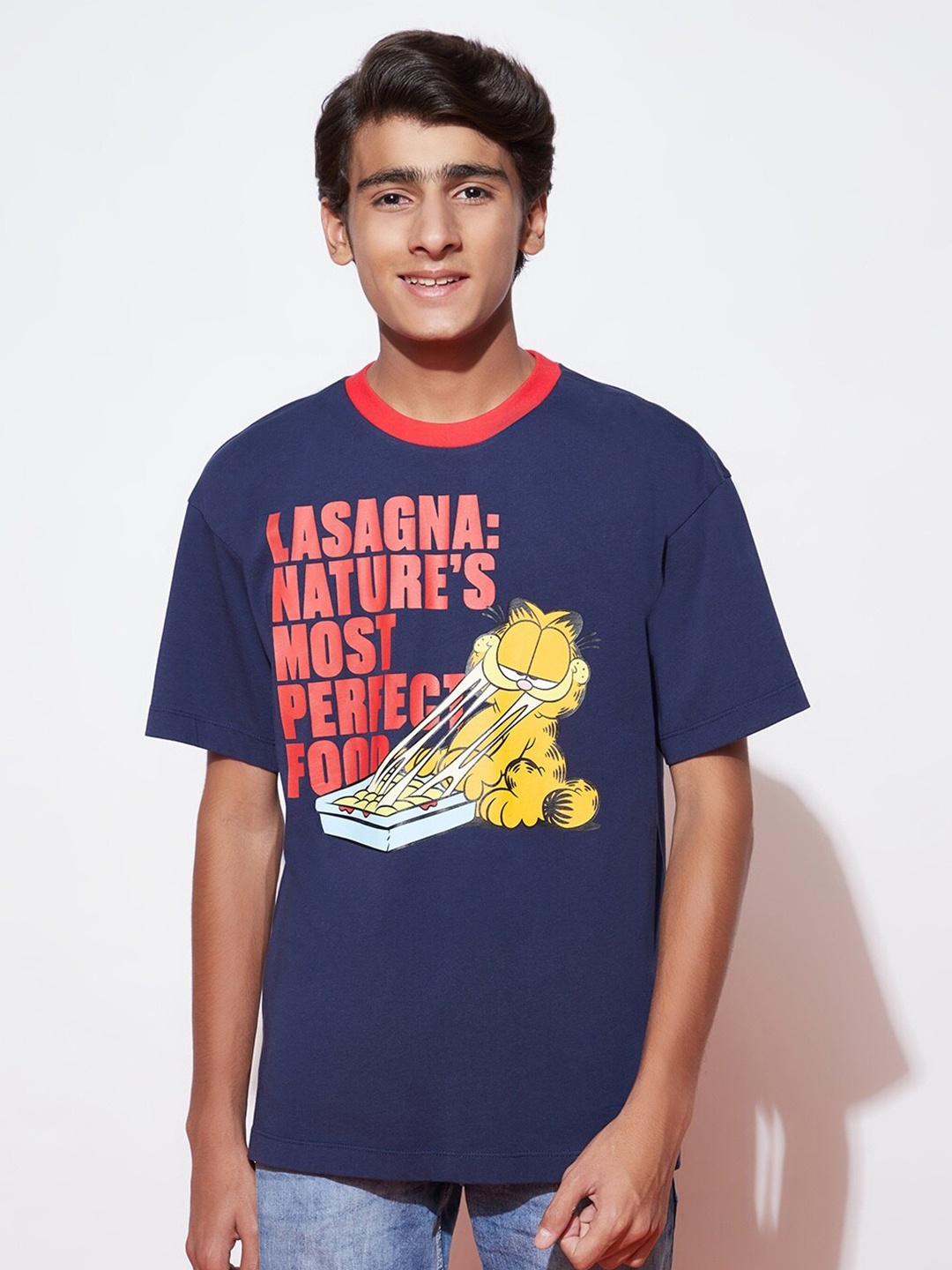 

SPUNKIES Boys Garfield Printed Cotton T-shirt, Blue