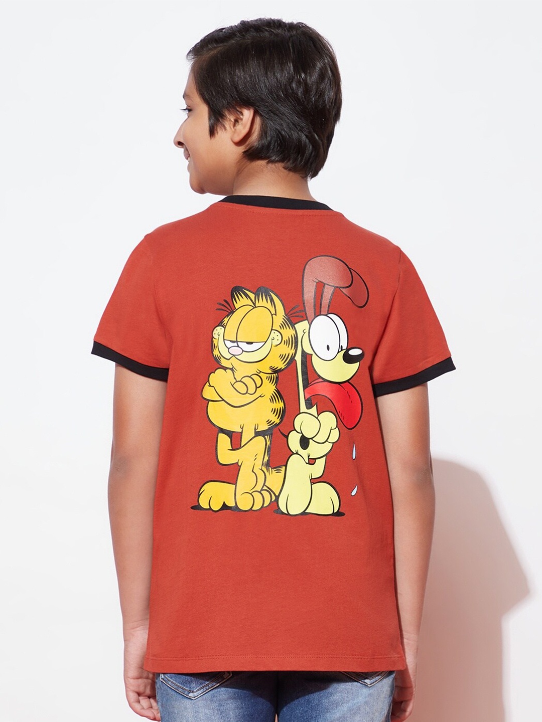 

SPUNKIES Boys Garfield Printed Cotton T-shirt, Maroon