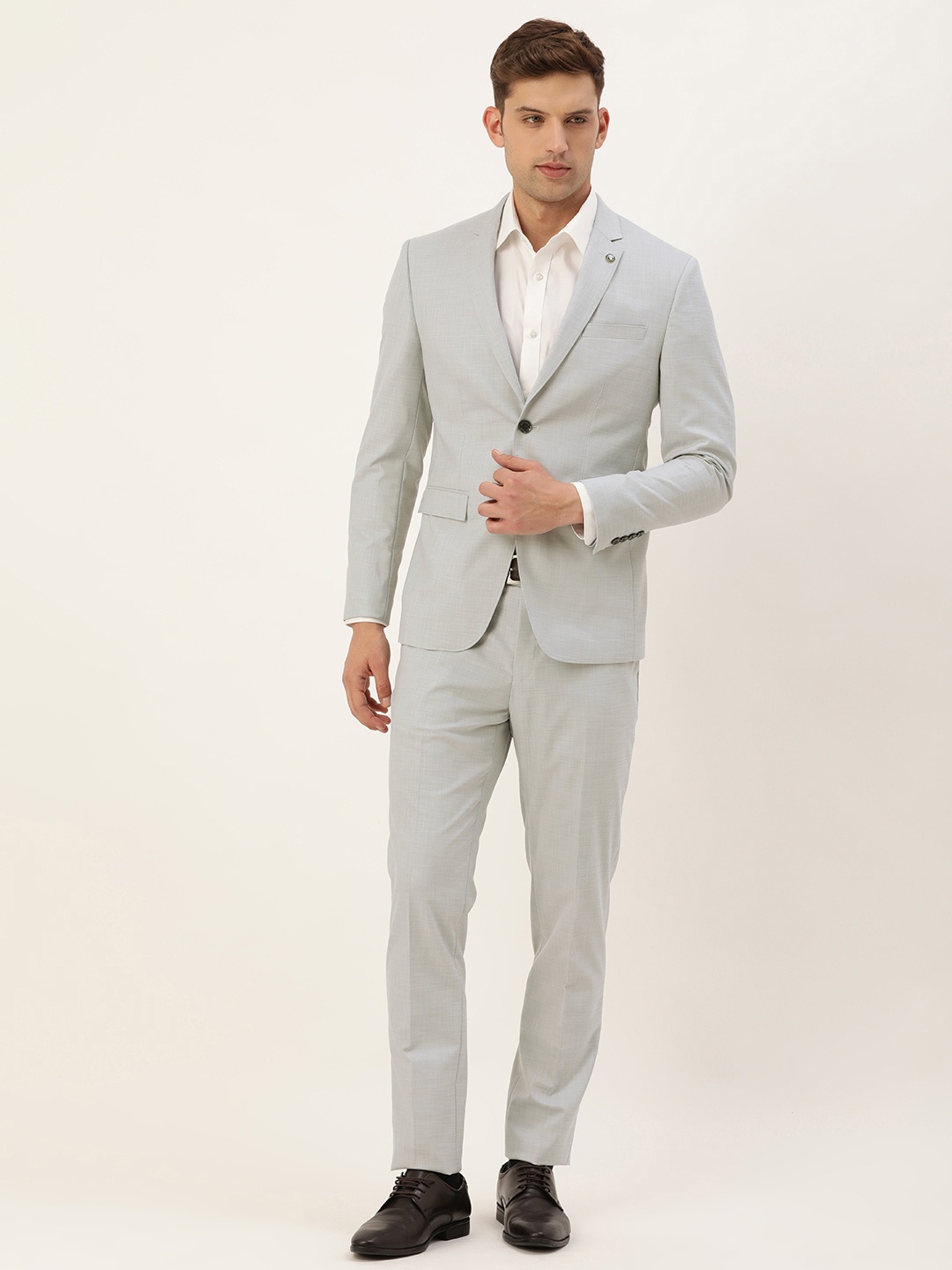 

Peter England Self Design Single-Breasted Two-Piece Formal Suit, Grey