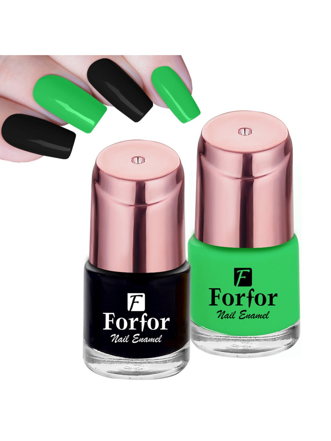 

FORFOR Set Of 2 Perfect Stay Long Lasting Glossy Nail Polish 6ml Each - 117 + 118, Green