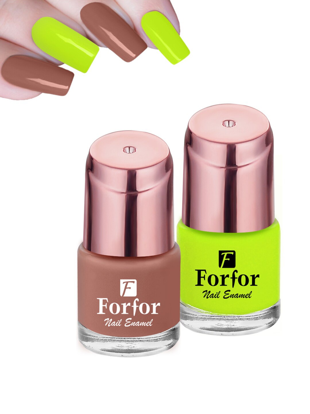 

FORFOR Set of 2 Perfect Stay Rose Gold Glossy Nail Enamel 6ml each - Shade 103 & 116, Nude