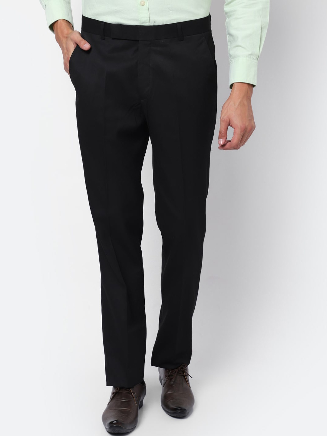 

Cantabil Men Mid-Rise Cotton Comfort Formal Trousers, Black