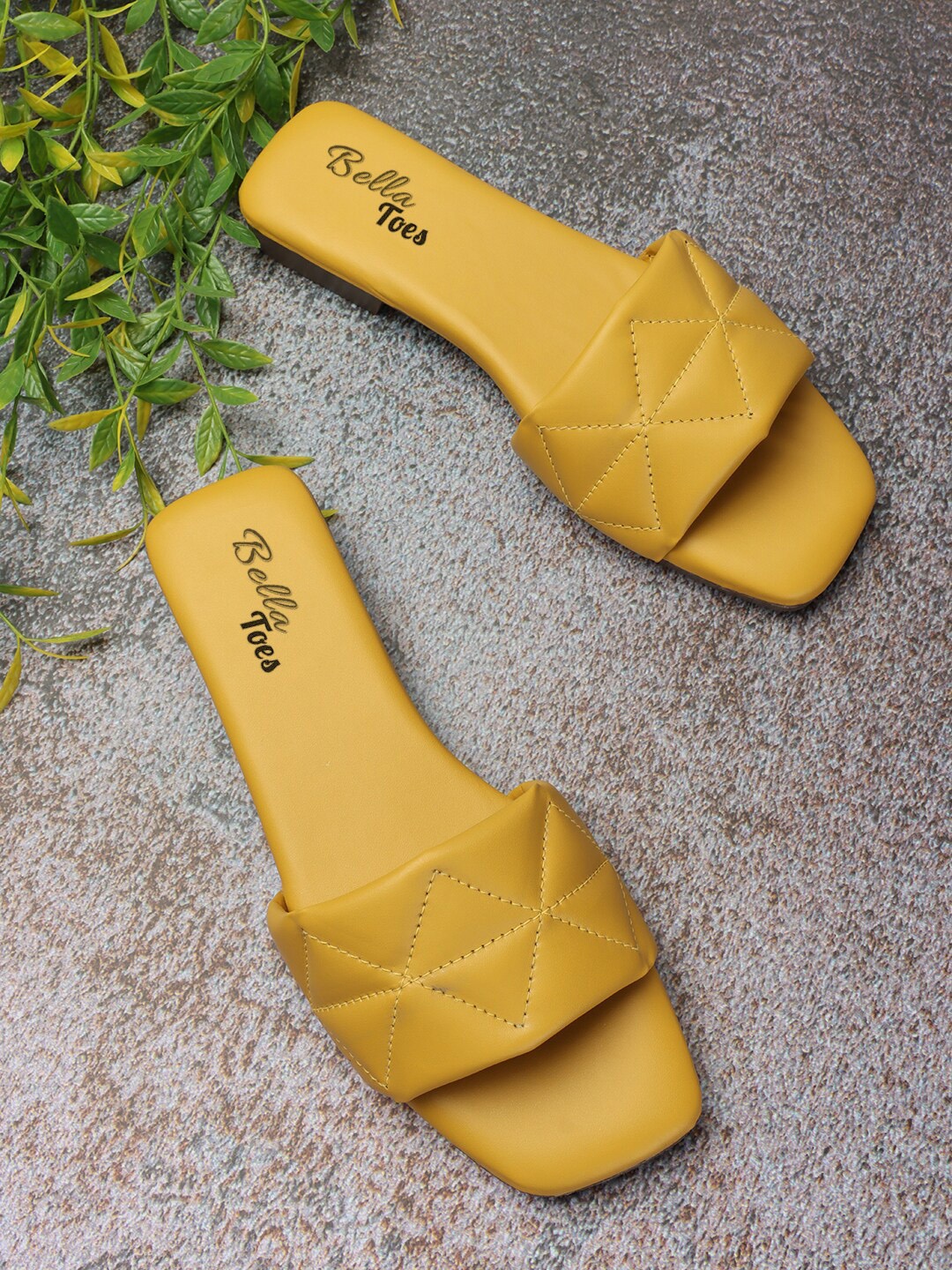 

Bella Toes Quilted Open Toe Flats, Yellow