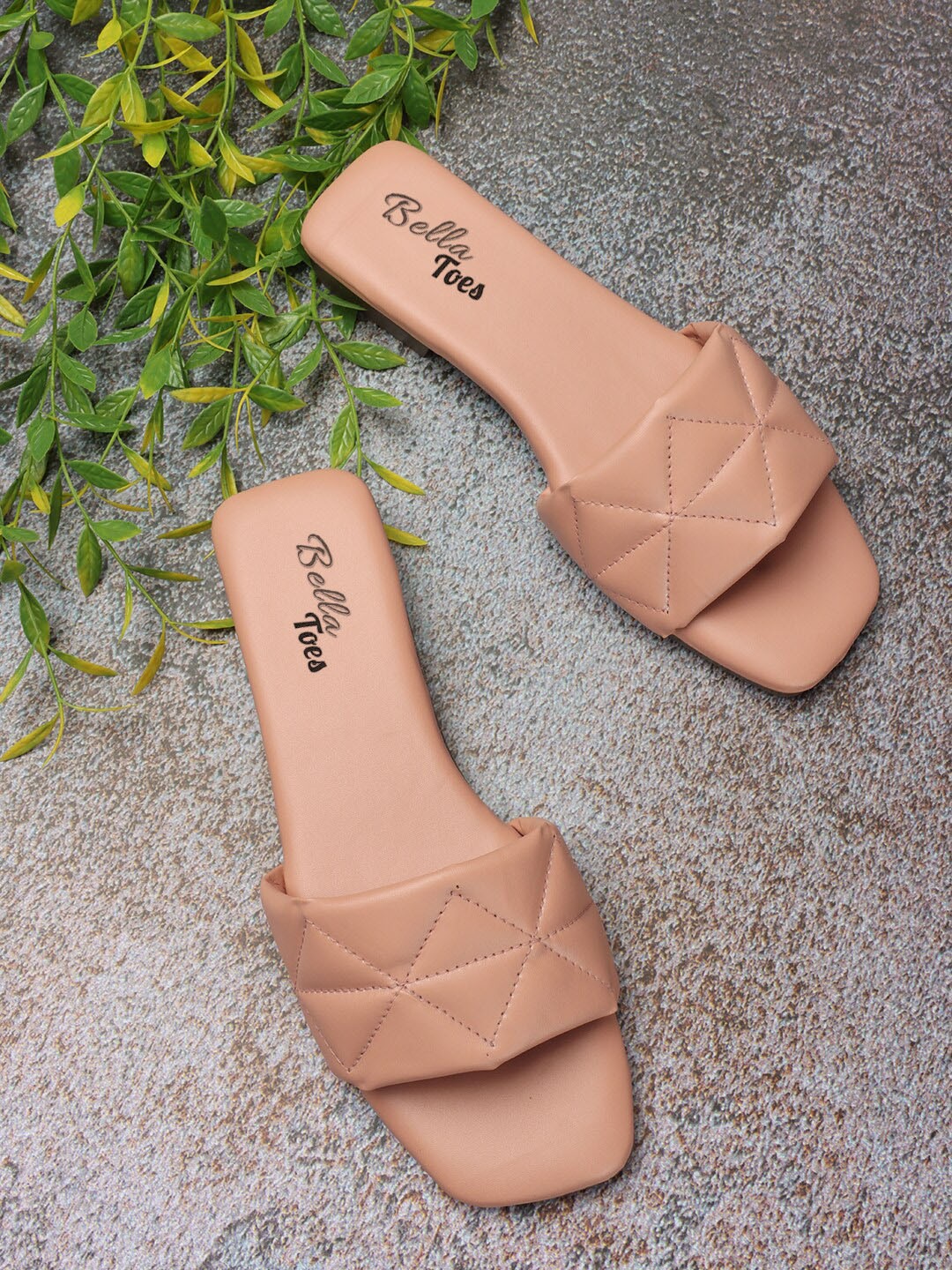 

Bella Toes Quilted Open Toe Flats, Pink