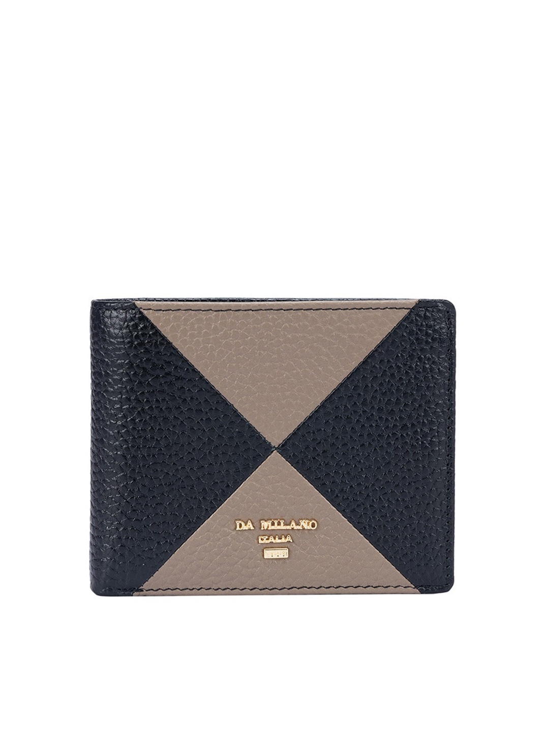 

Da Milano Women Textured Leather Two Fold Wallet, Black