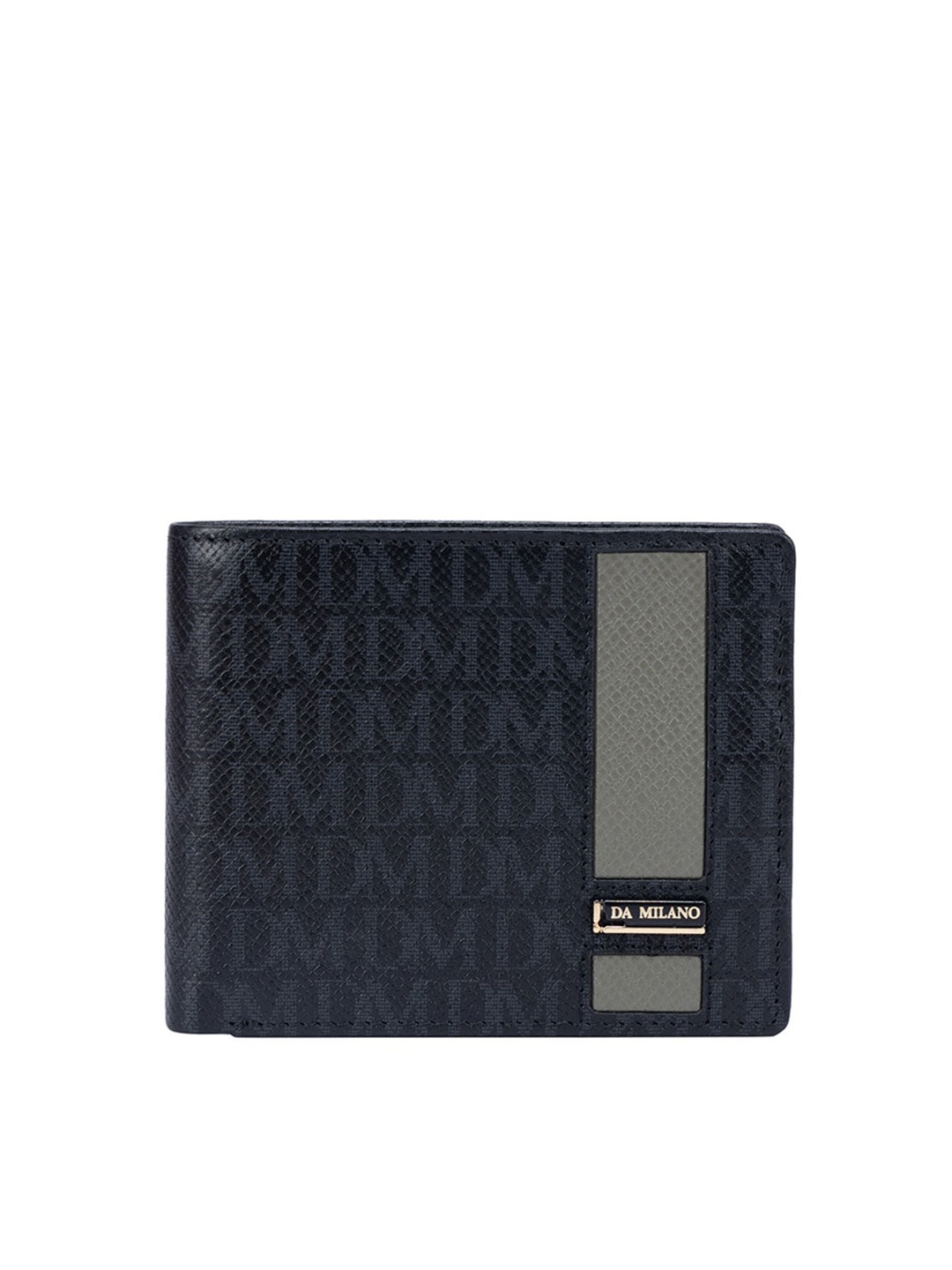 

Da Milano Women Textured Leather Two Fold Wallet, Black