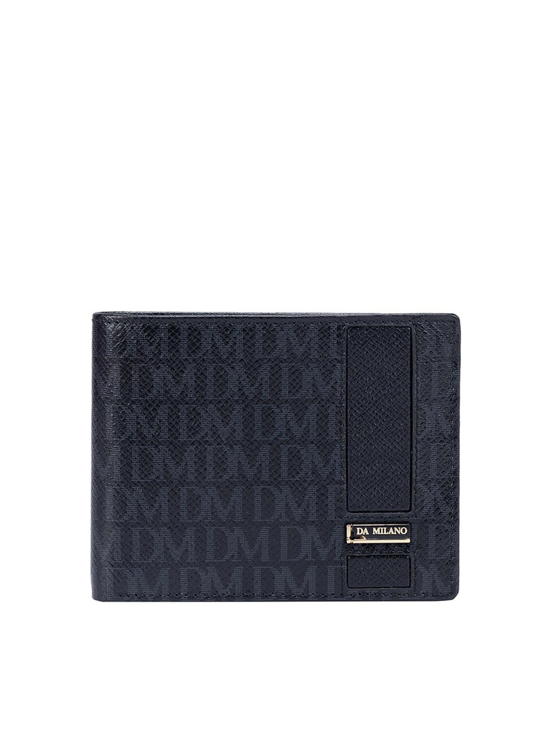 

Da Milano Women Typography Printed Leather Two Fold Wallet, Black