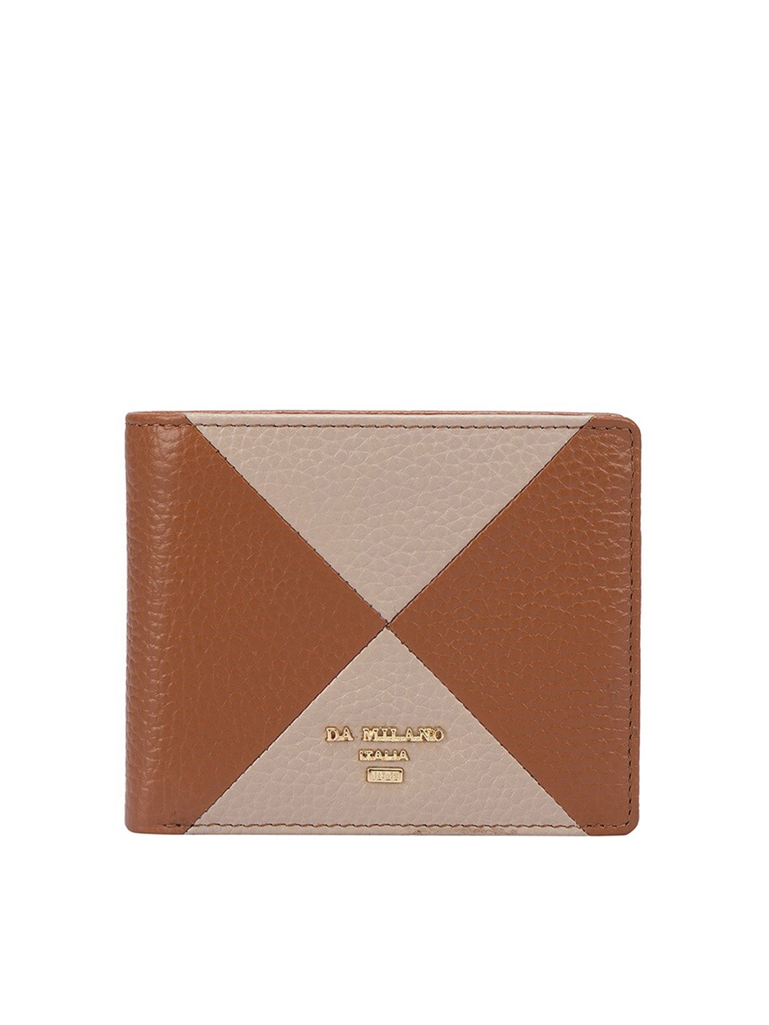 

Da Milano Women Colourblocked Leather Two Fold Wallet, Brown