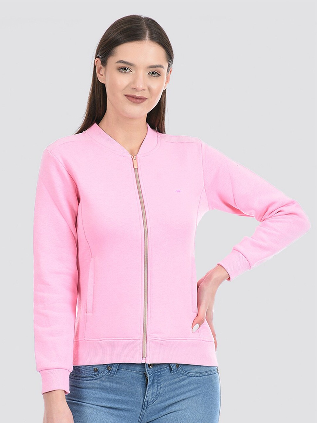 

Monte Carlo Mandarin Collar Cotton Sweatshirt, Pink