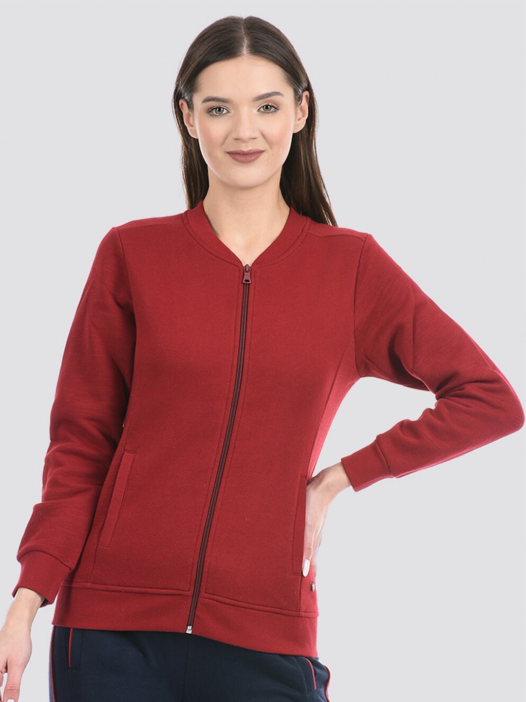

Monte Carlo Mandarin Collar Cotton Sweatshirt, Red