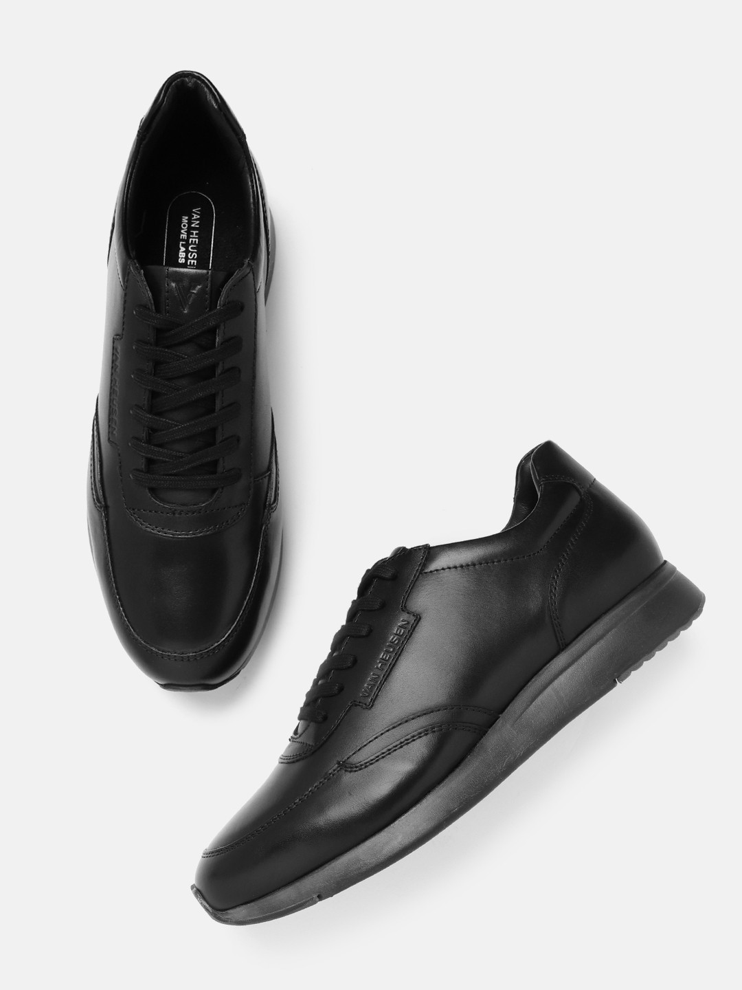 

Van Heusen Men Leather Sneakers, Black