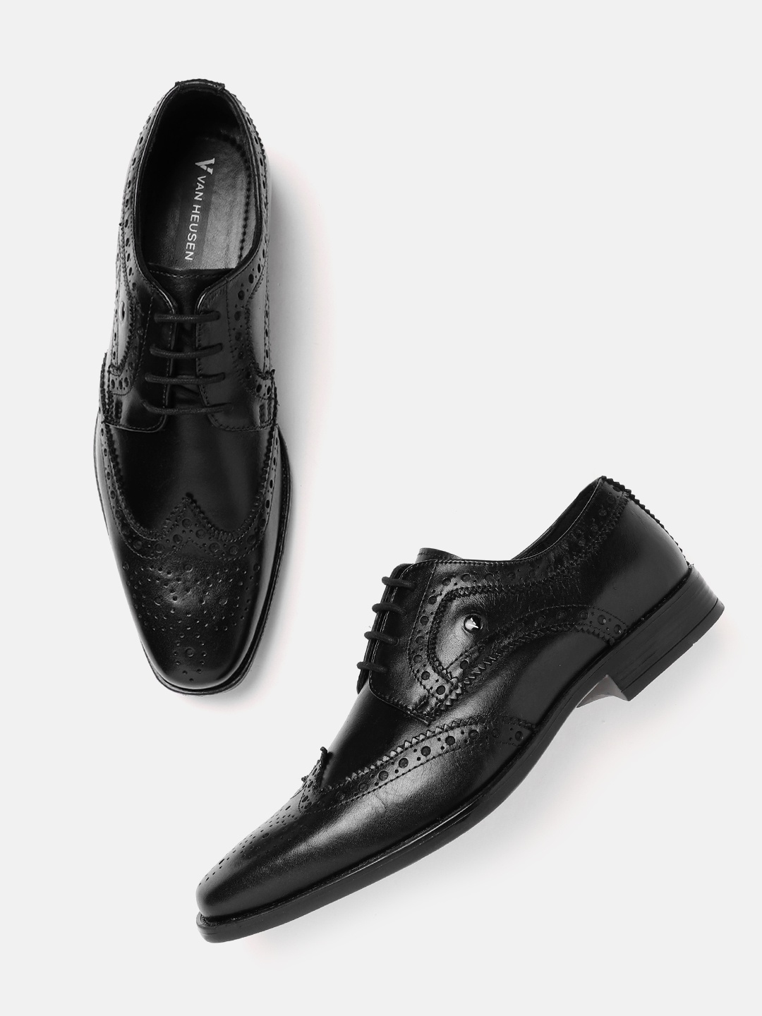 

Van Heusen Men Leather Formal Brogues, Black