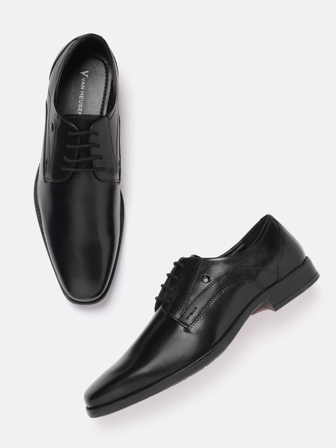 

Van Heusen Men Leather Formal Derbys, Black