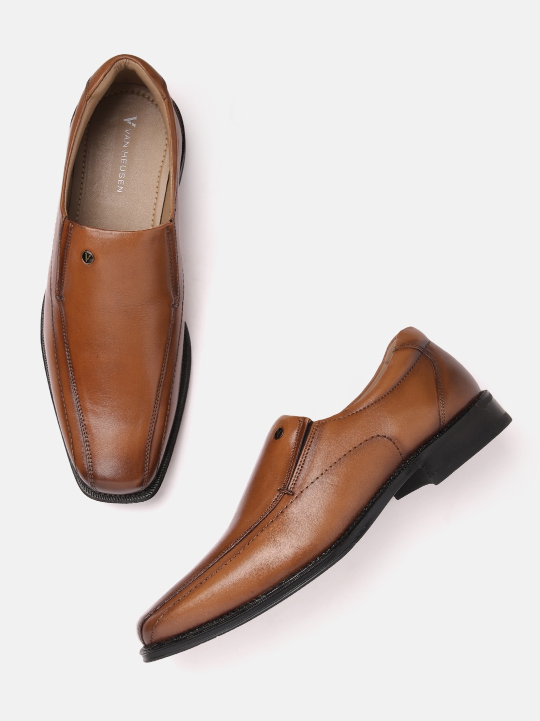 

Van Heusen Men Tan Leather Formal Slip-Ons